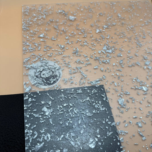 Clear Acrylic Sheet - Silver Foil Flakes