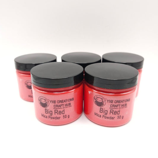 Big Red Mica Powder - 50 g jars top view