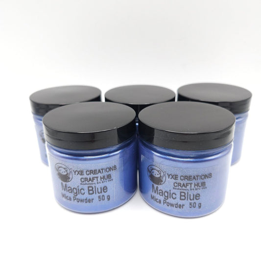 Magic Blue Mica Powder - 50 g jars top view