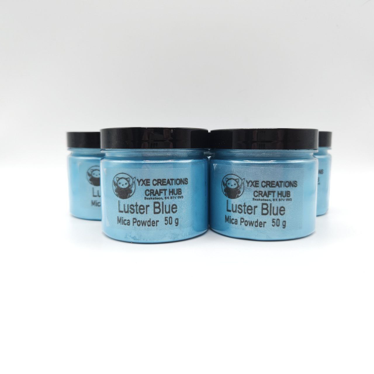 Luster Blue Mica Powder - 50 g jar front view