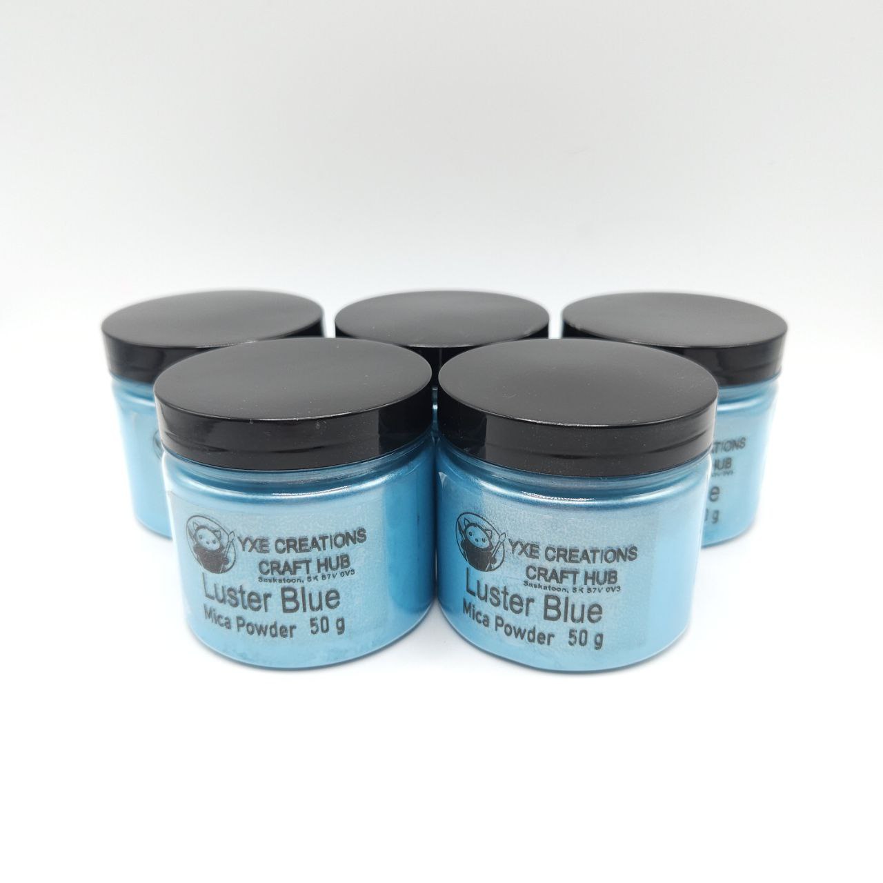 Luster Blue Mica Powder - 50 g jars top view