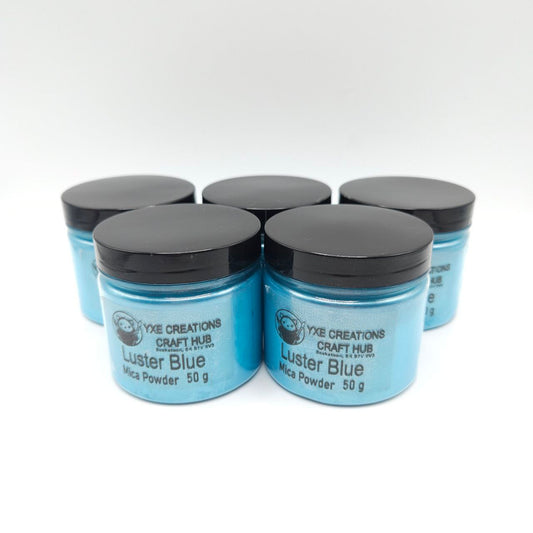 Luster Blue Mica Powder - 50 g jars top view