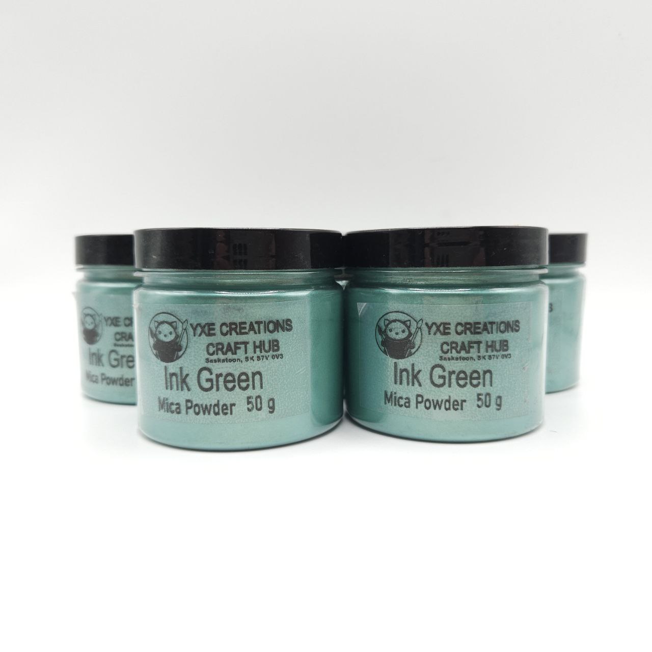 Ink Green Mica Powder - 50 g jars front view