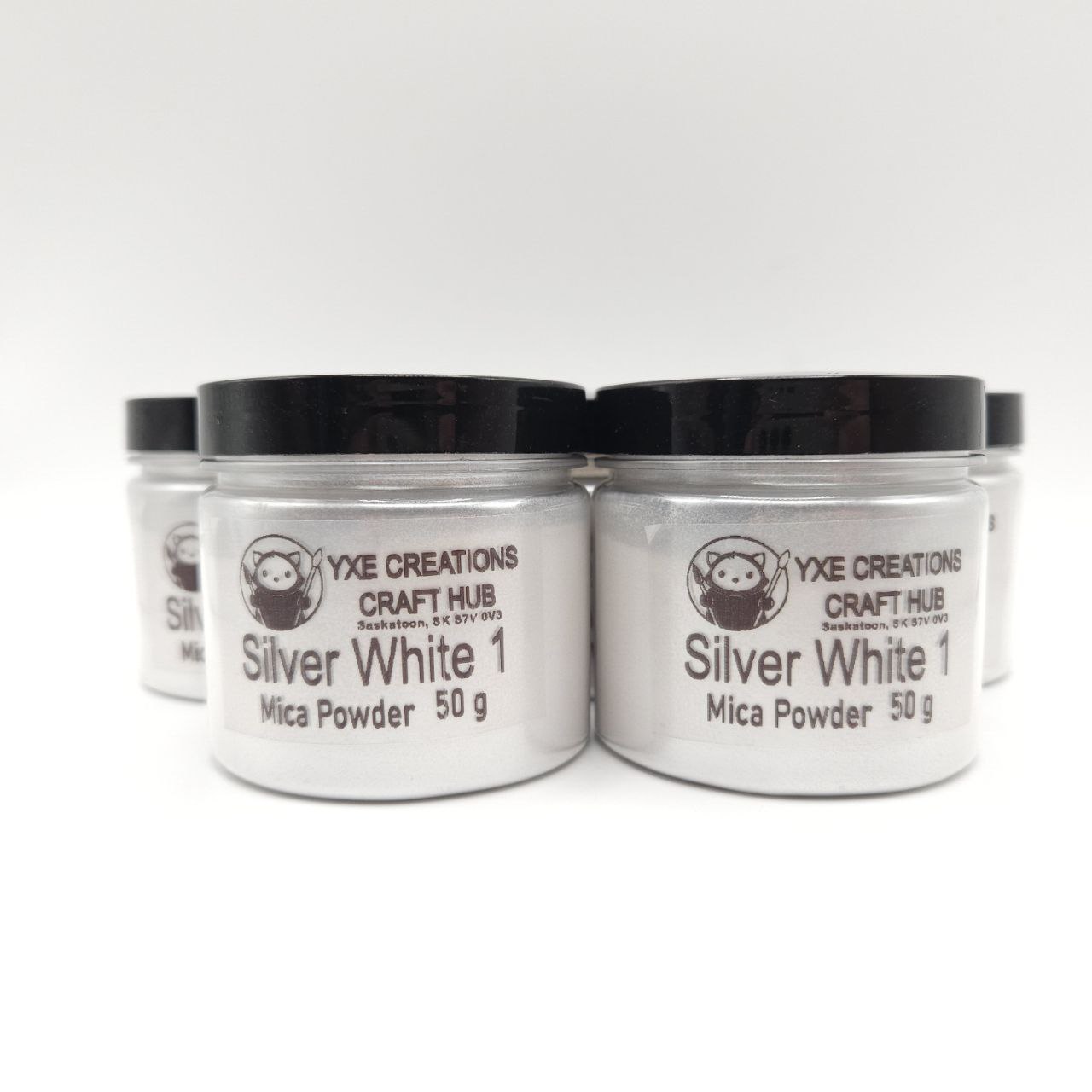 Silver White 1 Mica Powder - 50 g jars frontal view