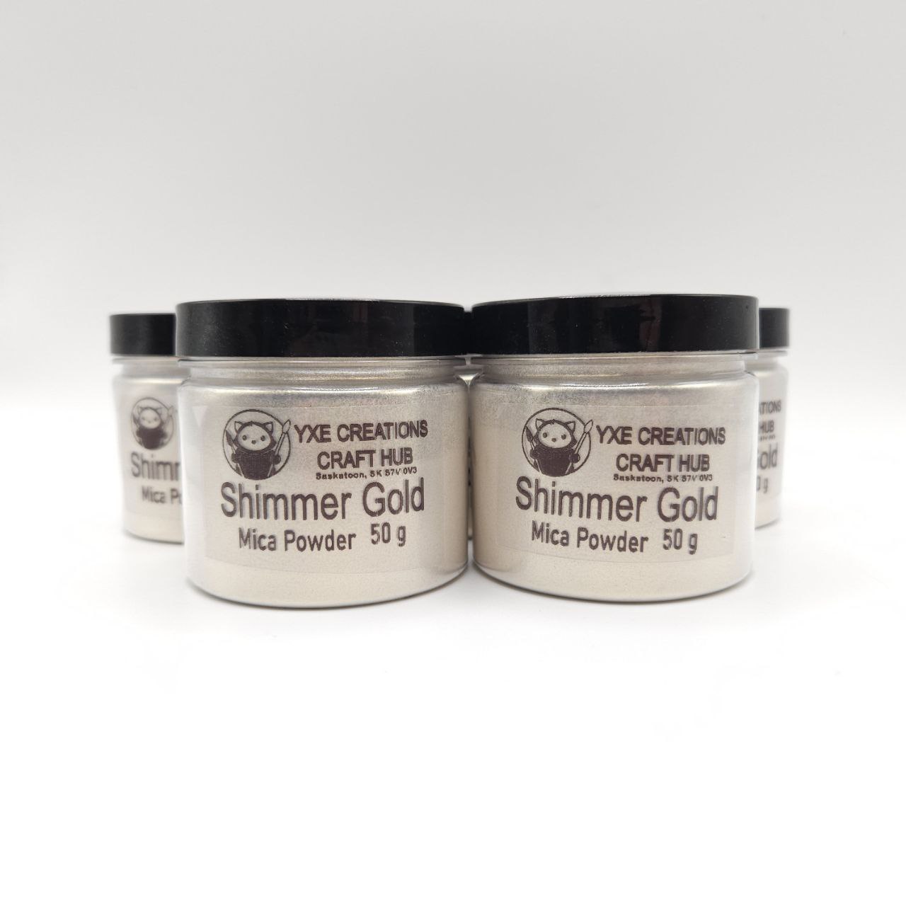Shimmer Gold Mica Powder - 50 g jars front view