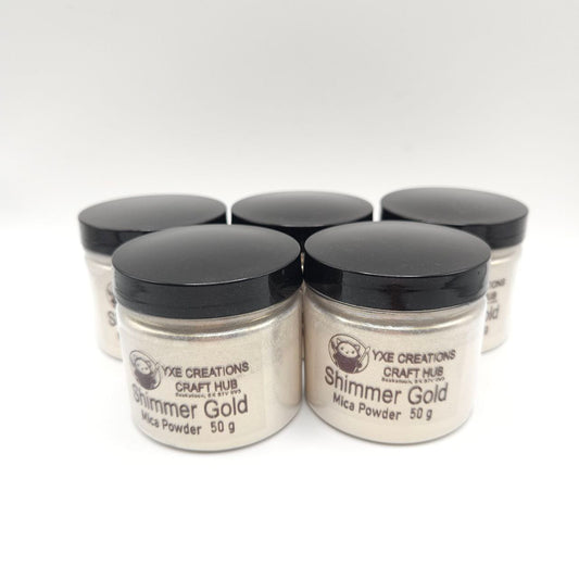 Shimmer Gold Mica Powder - 50 g jars top view