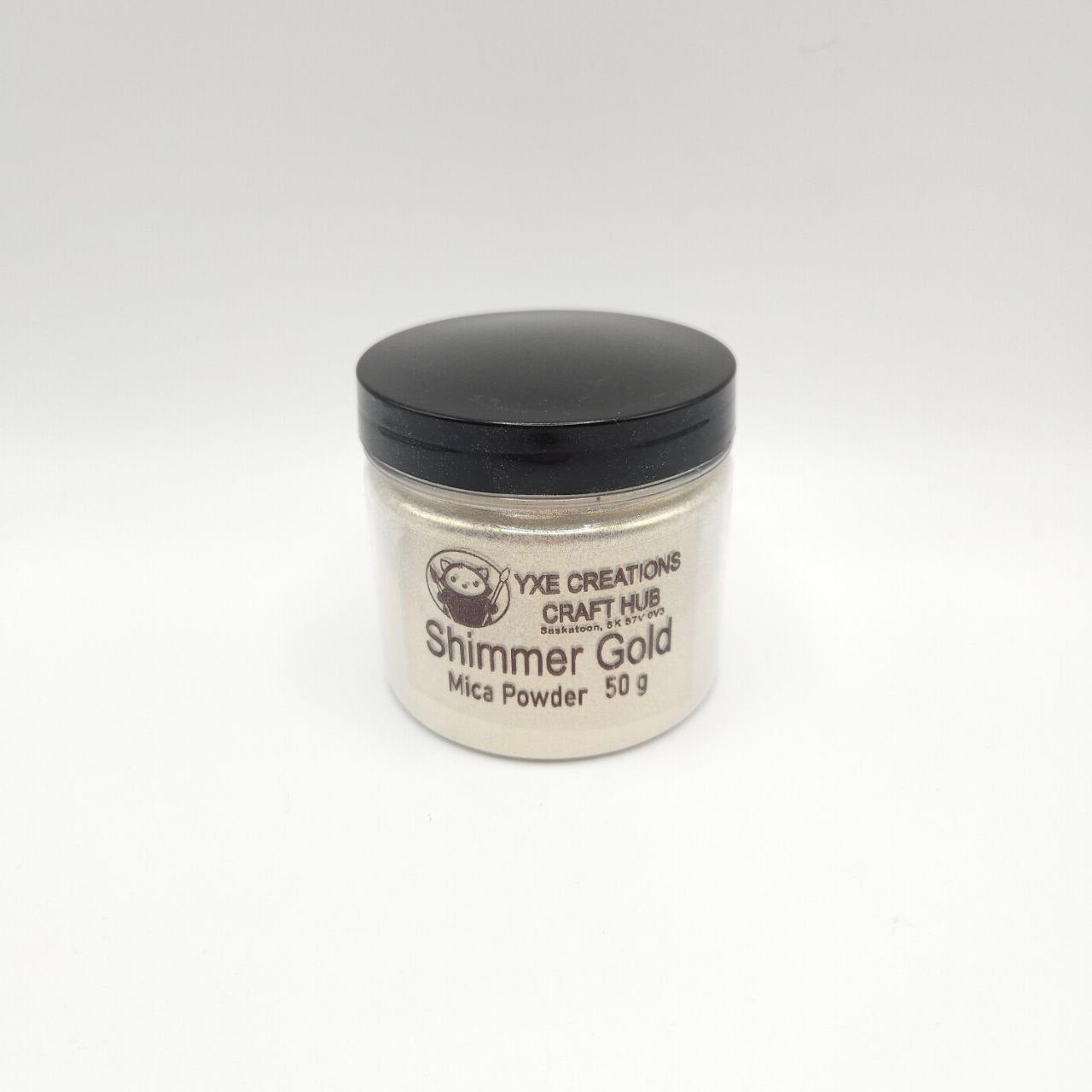 Shimmer Gold Mica Powder - 50 g jar top view