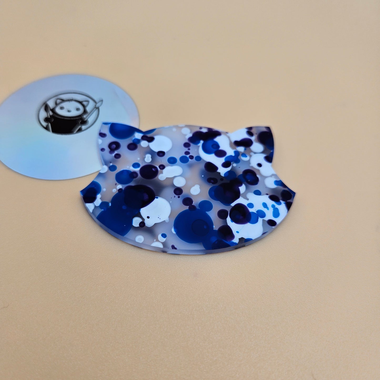 Blue and White Paint Drops Acrylic Sample Swatch