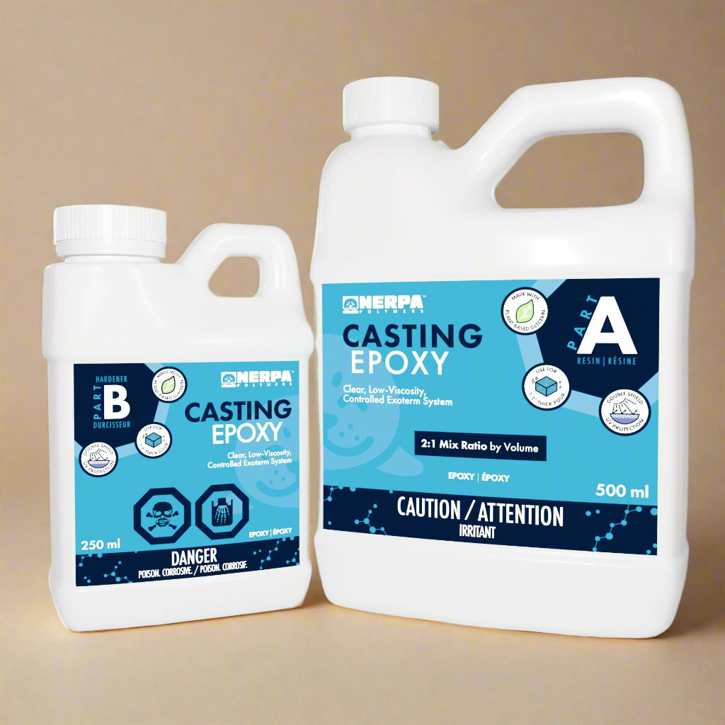 Two bottles of Nerpa Casting Epoxy on a white background