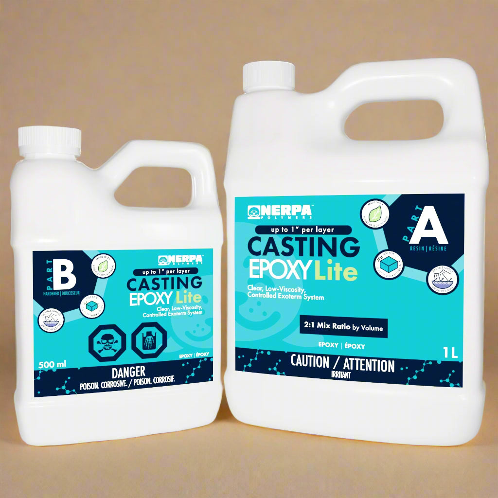Two bottles of Merpa Casting Epoxy Lite on a white background 1.5L