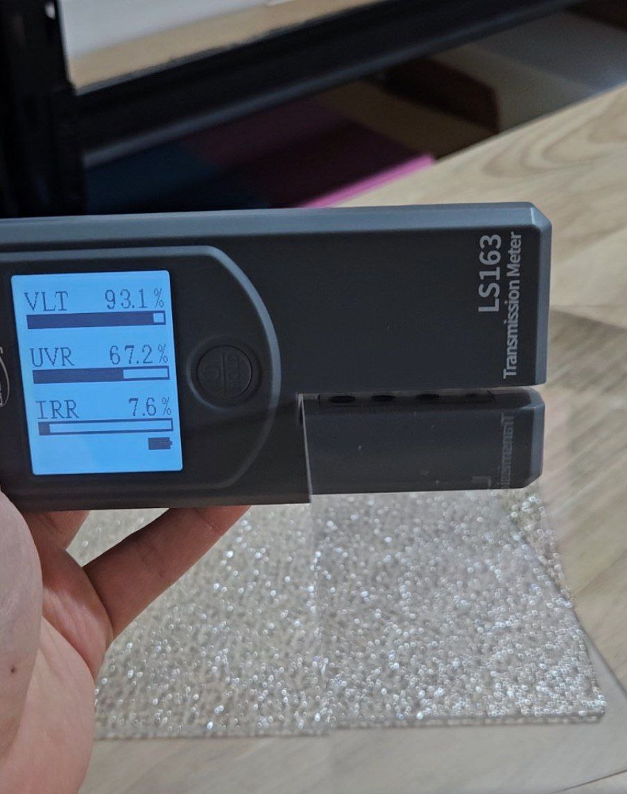 Clear acrylic VLT UVR and IRR rates