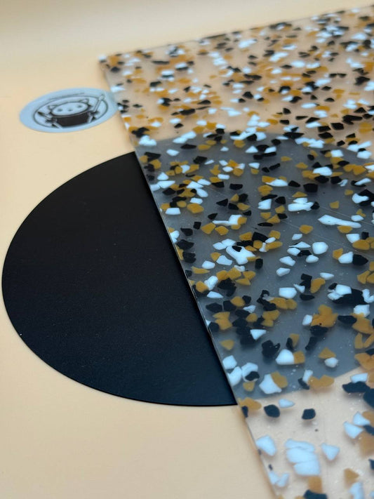 YXE Creations Craft Hub Designer Acrylic Sheet - Black, White and Orange Dots