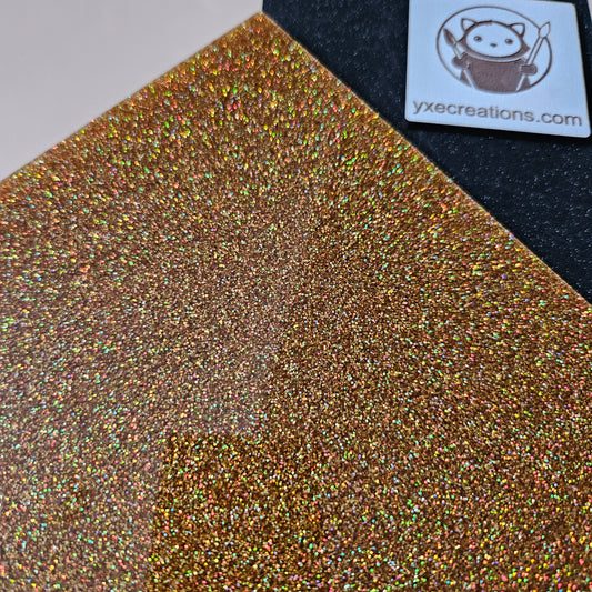 Iridiscent Gold - Glitter Acrylic - Cast Acrylic for Laser Cutting - Sheet Preview Corner