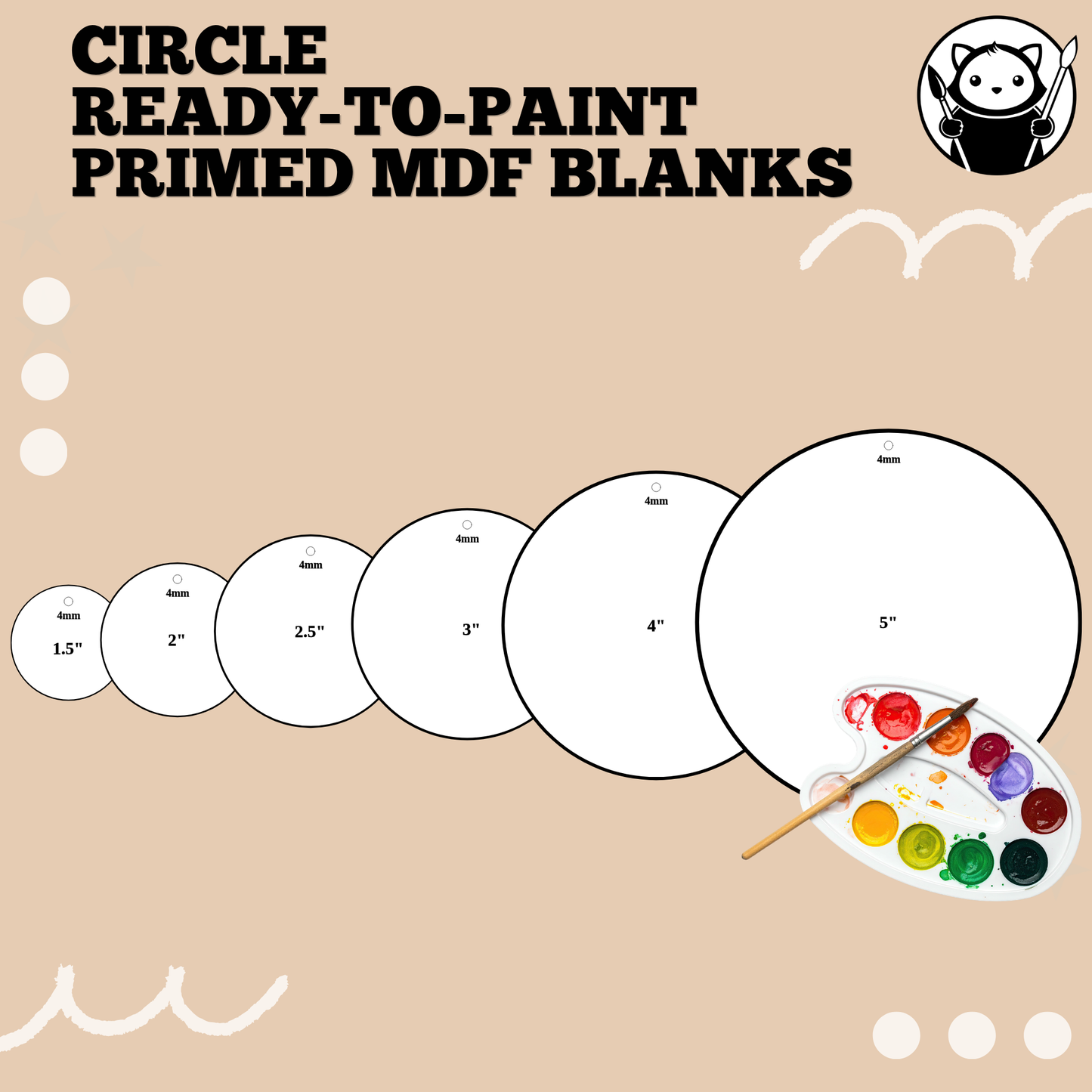 Pre-Primed Paint-Ready MDF Blank - Circle