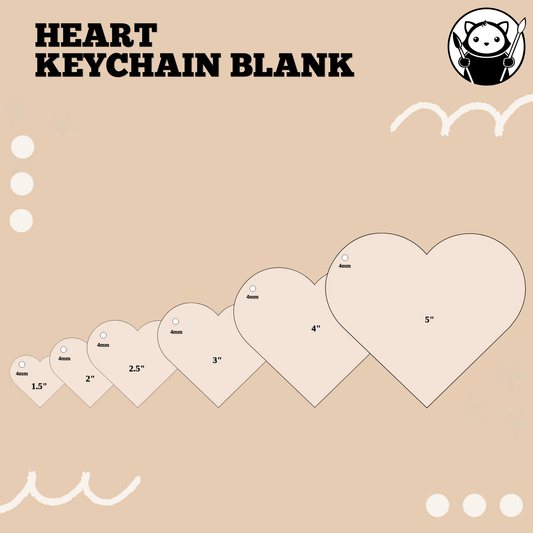 Keychain Blank - Heart | Acrylic & Sublimation Plywood Blanks