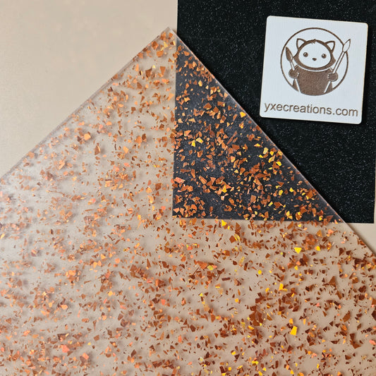 Orange Foil - Glitter Acrylic - Cast Acrylic for Laser Cutting - Sheet Preview Corner