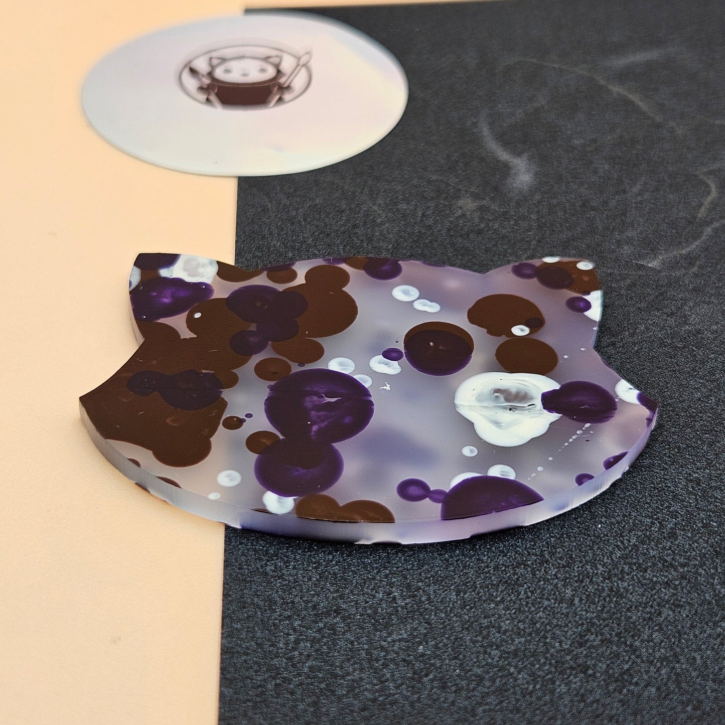 Purple and Black Dots Designer Acrylic Swatch