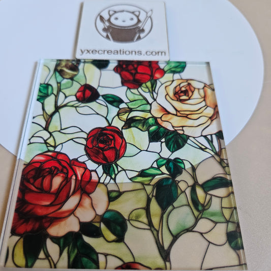 Stained Glass Imitation - Roses Wall - Next Level Sheet Close Up