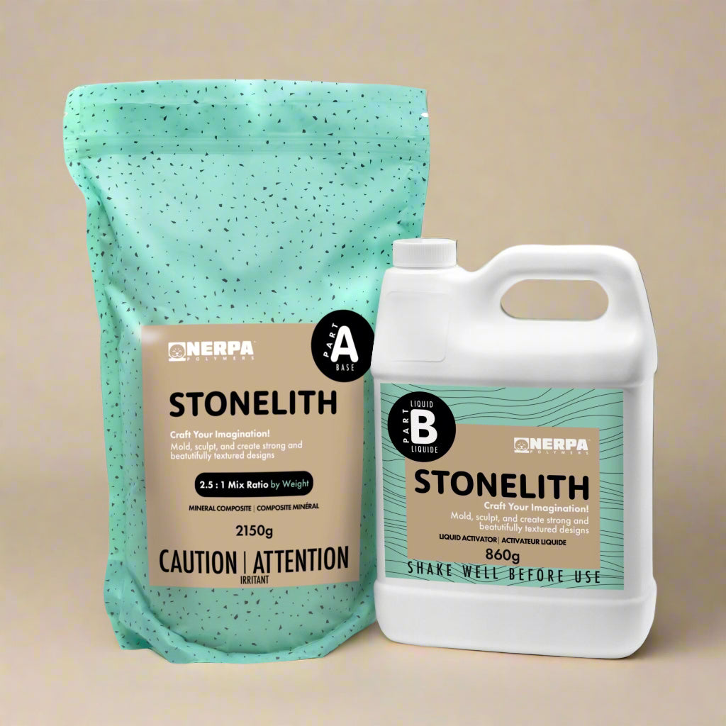 Two containers of NERPA Stonelith on a white background