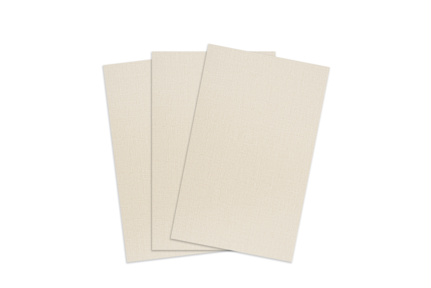 Three beige sheets of paper stacked on a white background