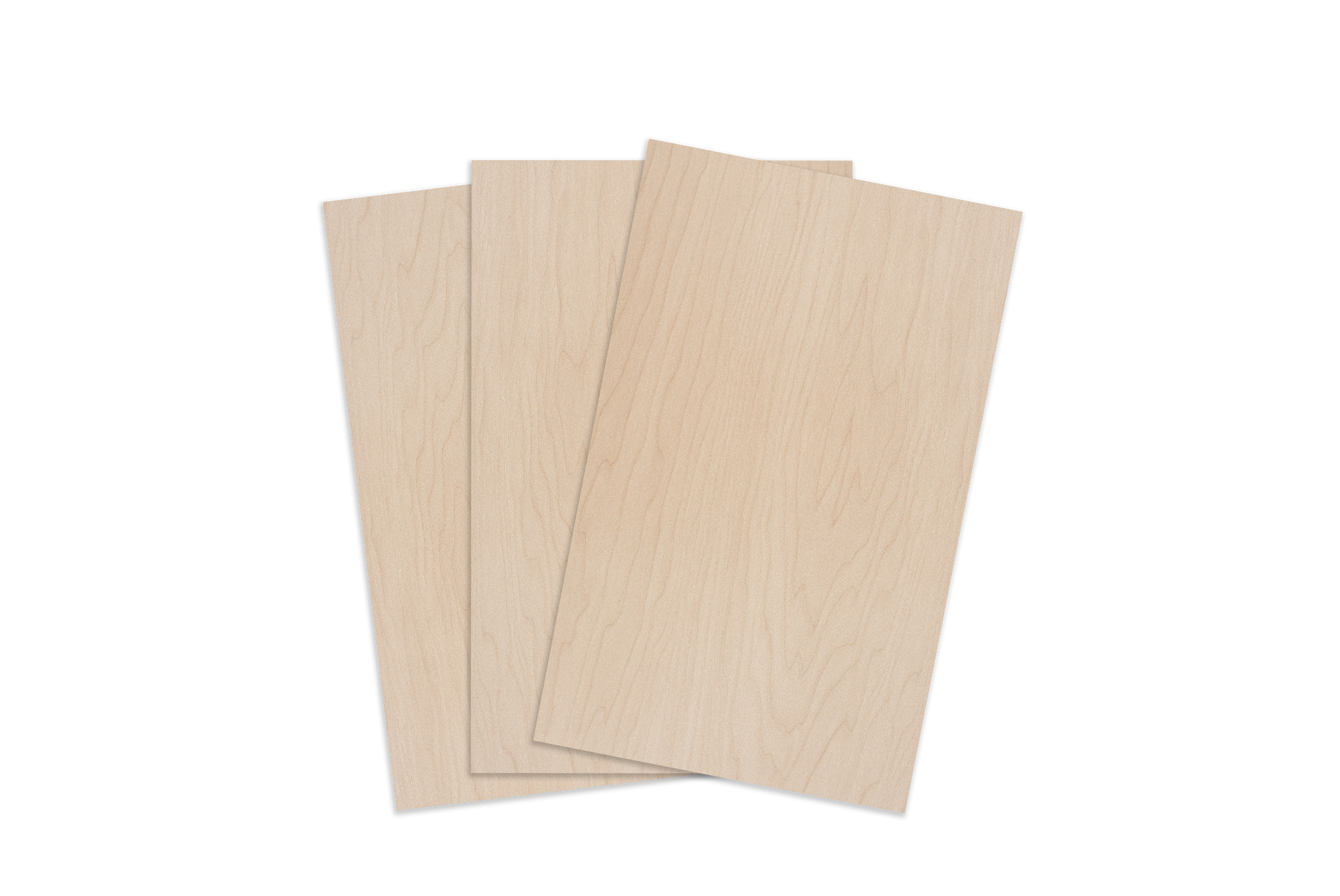 Three pieces of beige cardboard on a white background