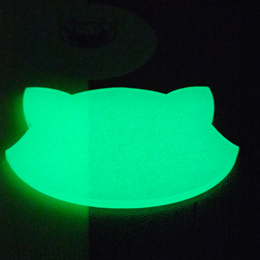 green Glow in the dark acrylic swatch glowing