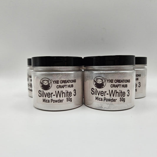 Silver White 3 Mica Powder - 50 g jars