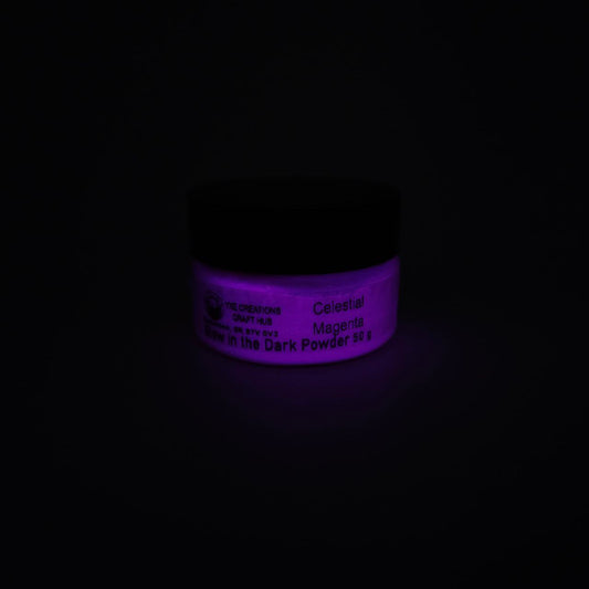 Glow in the Dark Powder - Celestial Magenta - Glowing