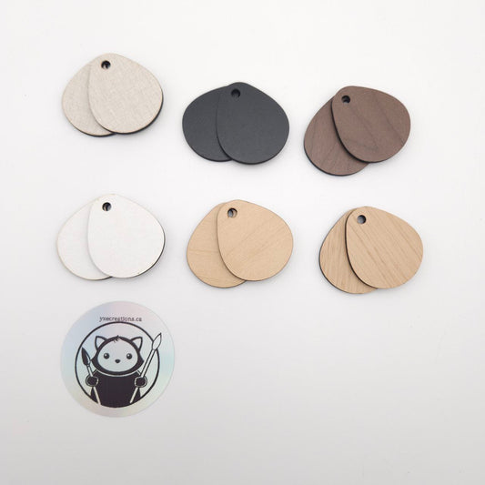 Plywood Craft Blank - Drop Earring Shape - 6 Colours