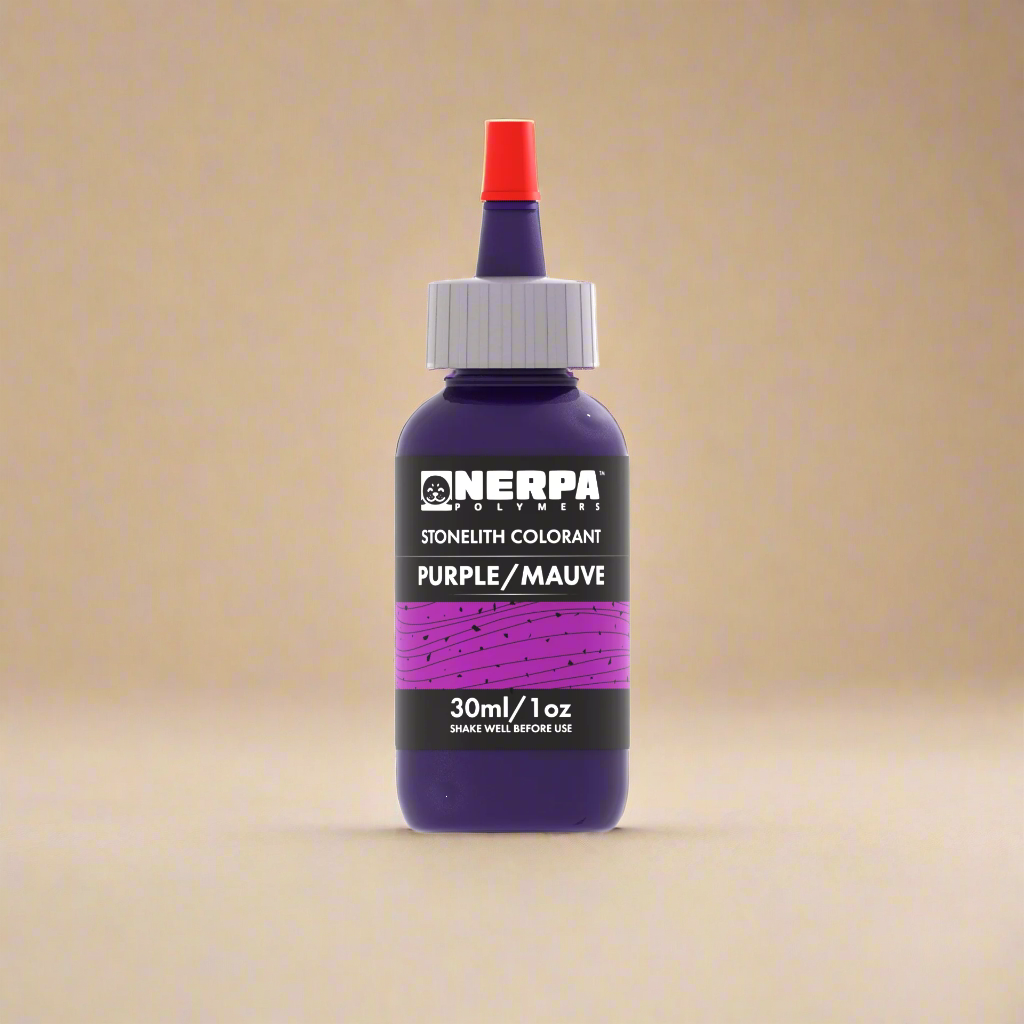 Purple bottle of Nerpa Stonelith Colorant on a white background