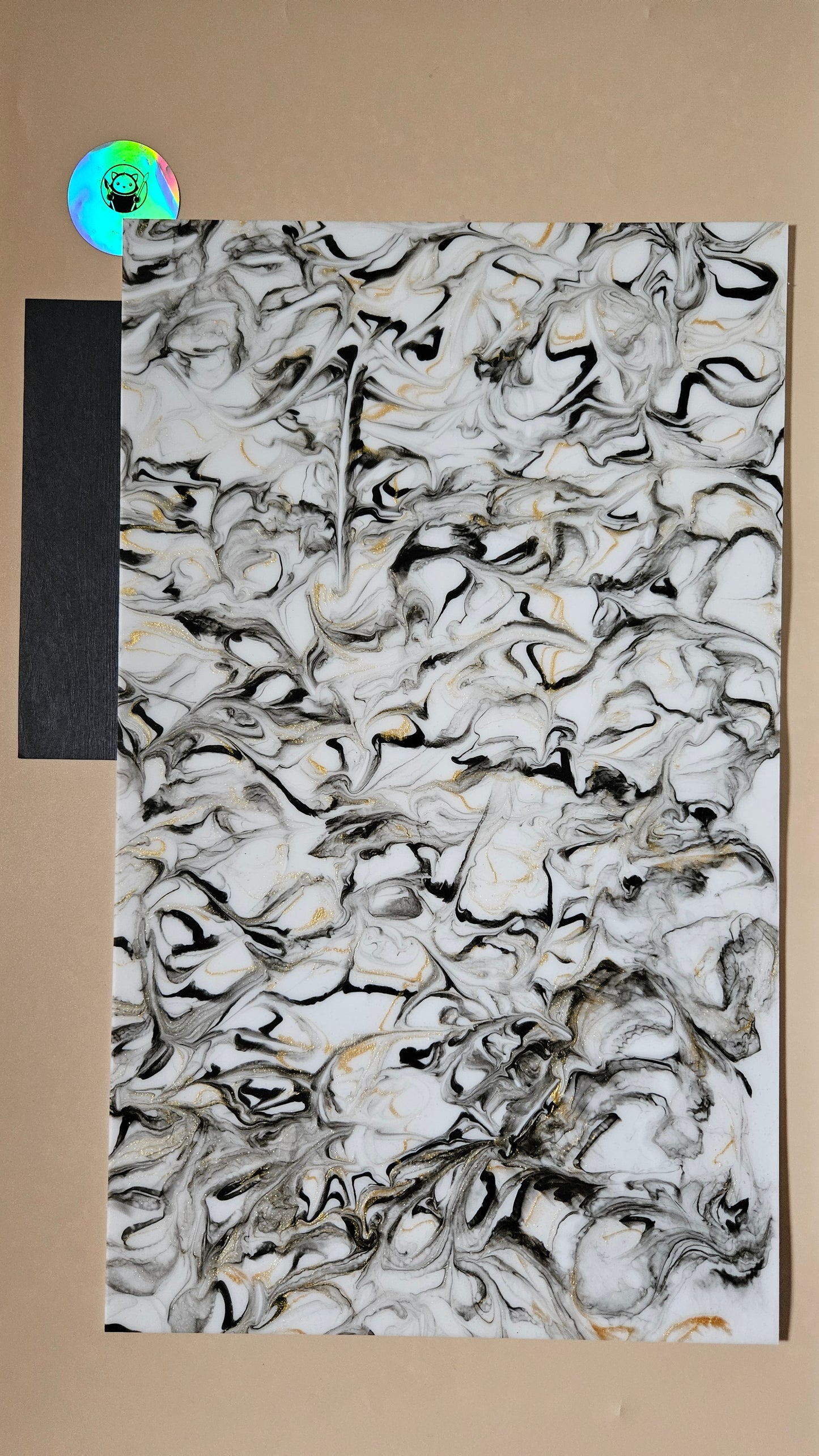 Designer Acrylic - Black and White Golden Marble