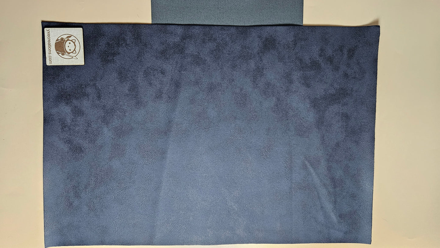 Dark Blue / Engraves Black - Matte Vintage - Leatherette Sheet - PU Material