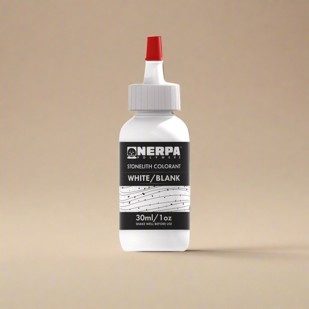 Bottle of Nerpa polymer stonelith colorant on a white background