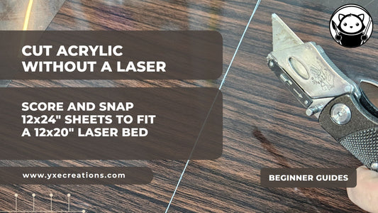 Scoring a straight line into wood grain two-tone acrylic with a utility knife: cut acrylic without a laser