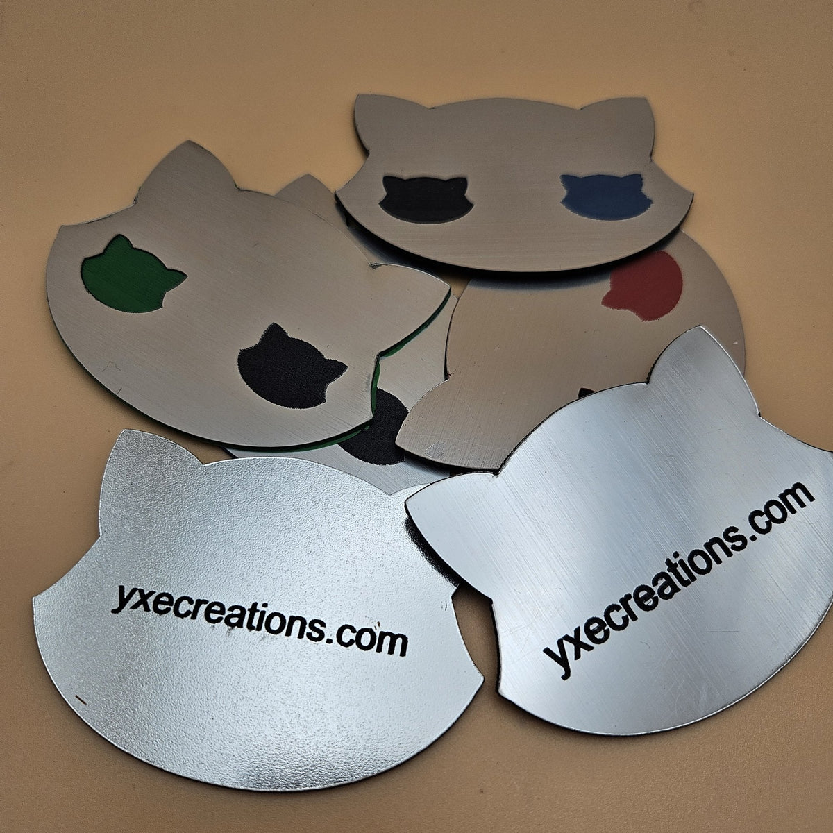 Silver, chrome and stainless two-tone and three-tone engravable acrylic samples