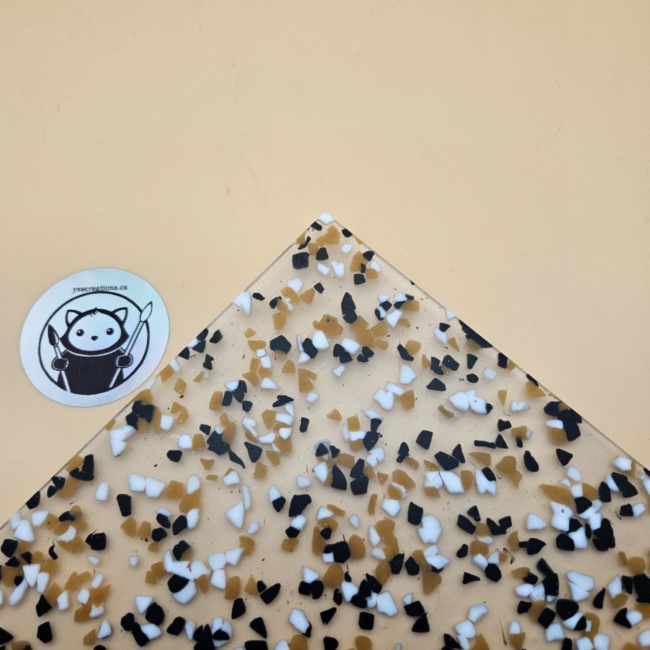 Designer Acrylic - White Black and Orange Drops