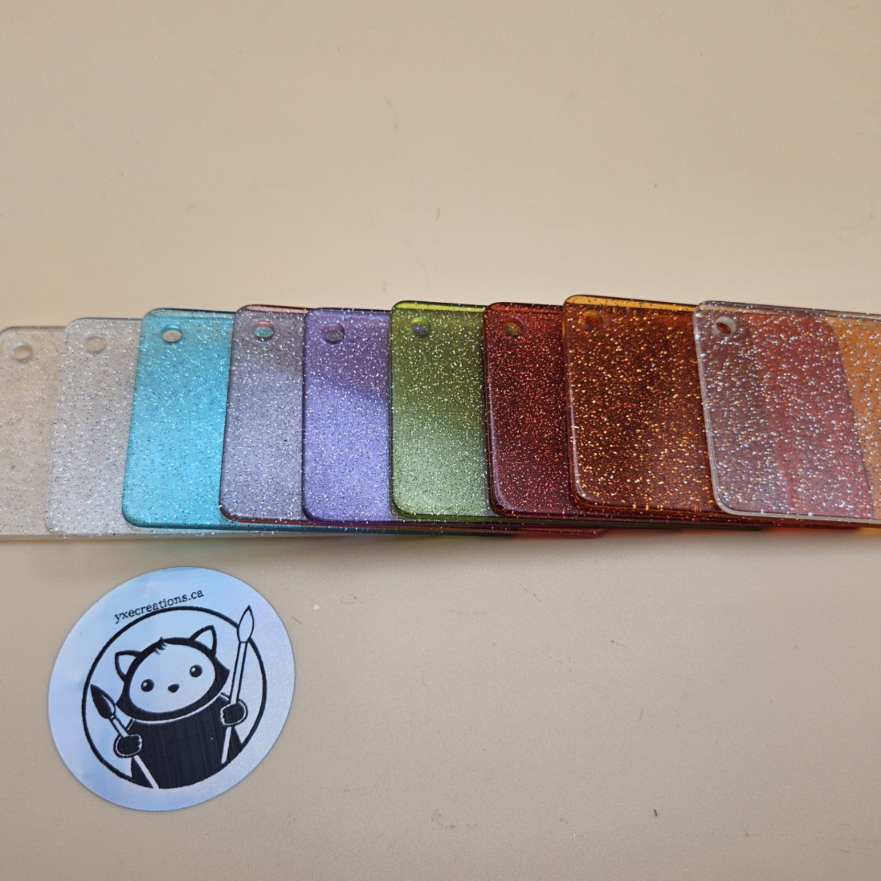 Colourful Translucent Glitter Acrylic Swatches
