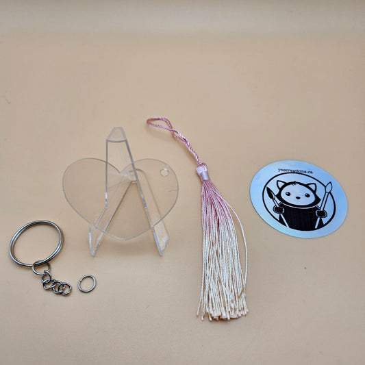 Heart Acrylic Keychain Blank with Tassel and Ring
