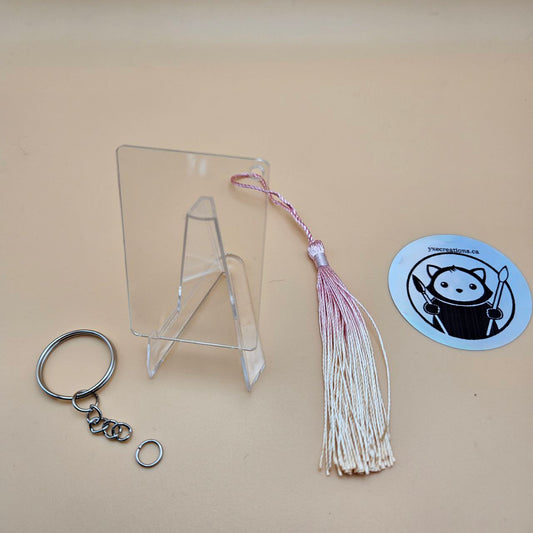 Rectangle Acrylic Keychain Blank with Tassel and Ring