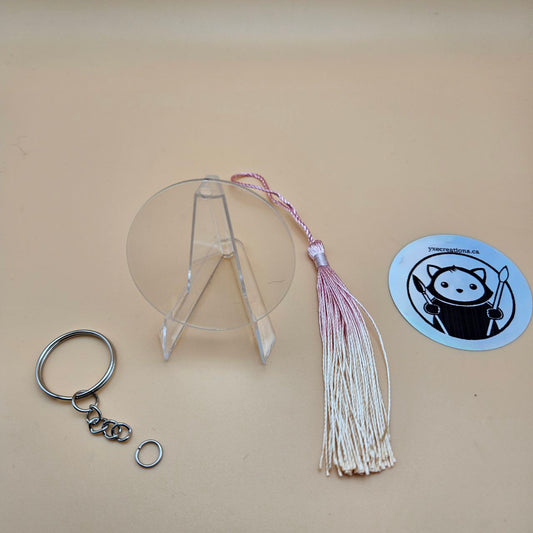 Circle Acrylic Keychain Blank with Tassel and Ring