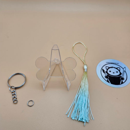 Bone Acrylic Keychain Blank with Tassel and Ring