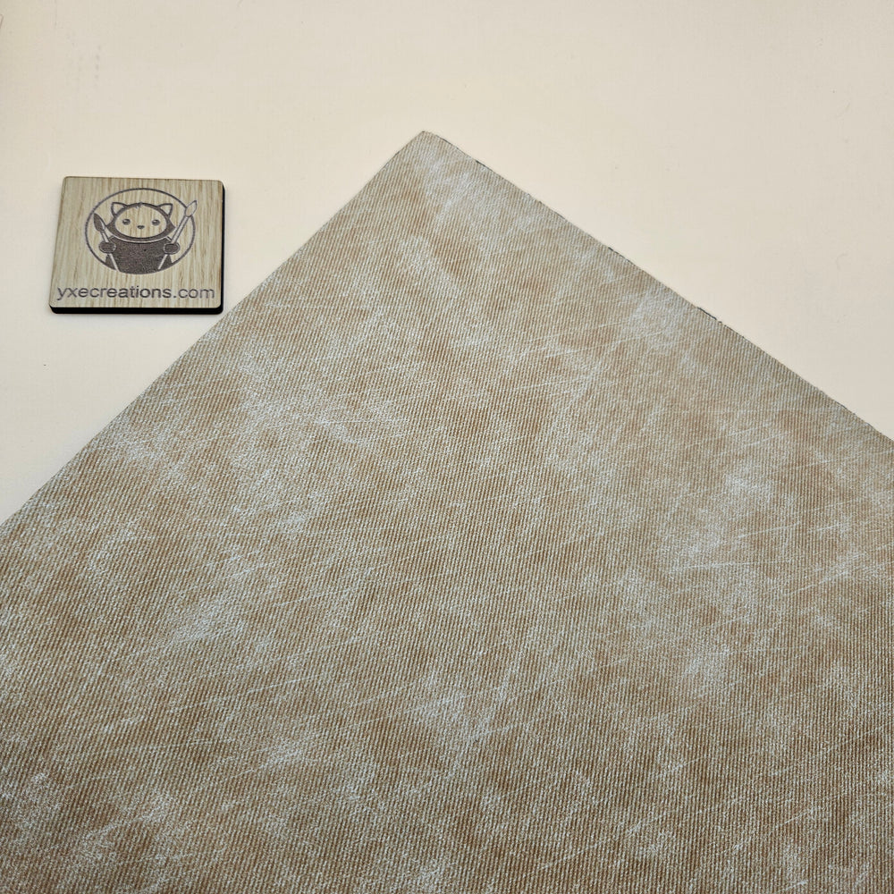 Beige / Engraves Black - Denim Texture - Leatherette Sheet - PU Material