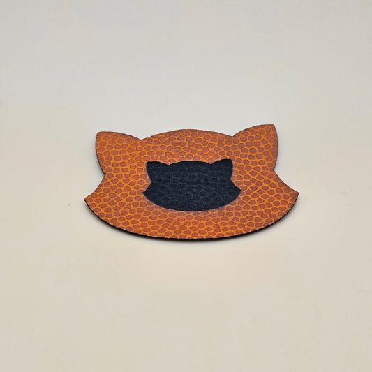Orange / Engraves Black - Basketball Texture - Leatherette Sheet - PU Material
