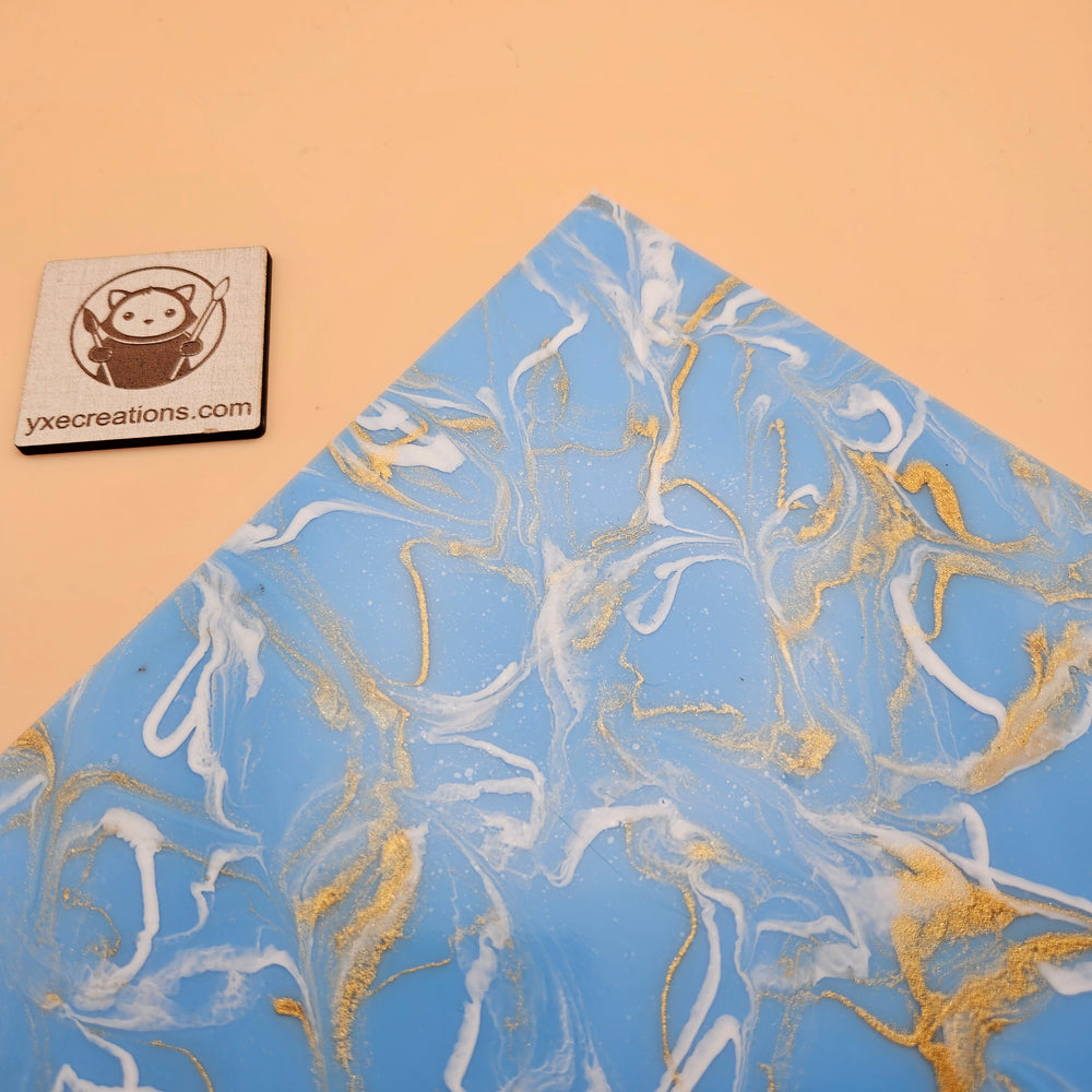 Designer Acrylic - Molten Marble  - Light Blue