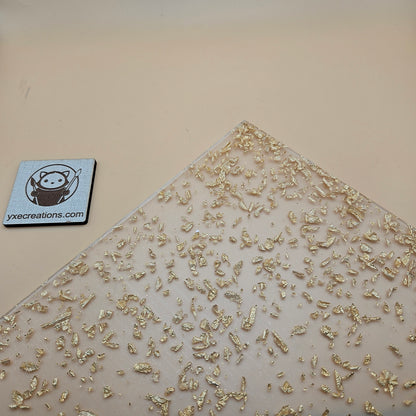 Clear Acrylic Sheet - Gold Foil Flakes