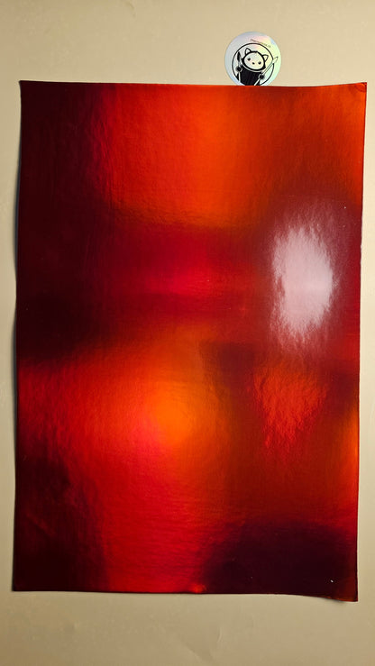 Holographic Glossy - Laser Red - Laserable Leatherette - PU Matherial