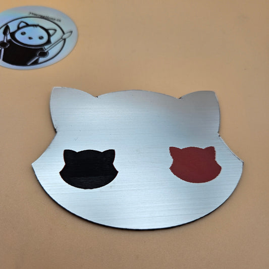 Three-Tone Engravable Acrylic - Brushed Chrome Engraves Red & Black