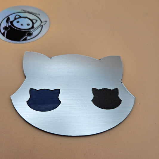Three-Tone Engravable Acrylic - Brushed Chrome Engraves Black & Blue