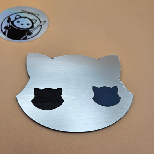 Three-Tone Engravable Acrylic - Brushed Chrome Engraves Blue & Black
