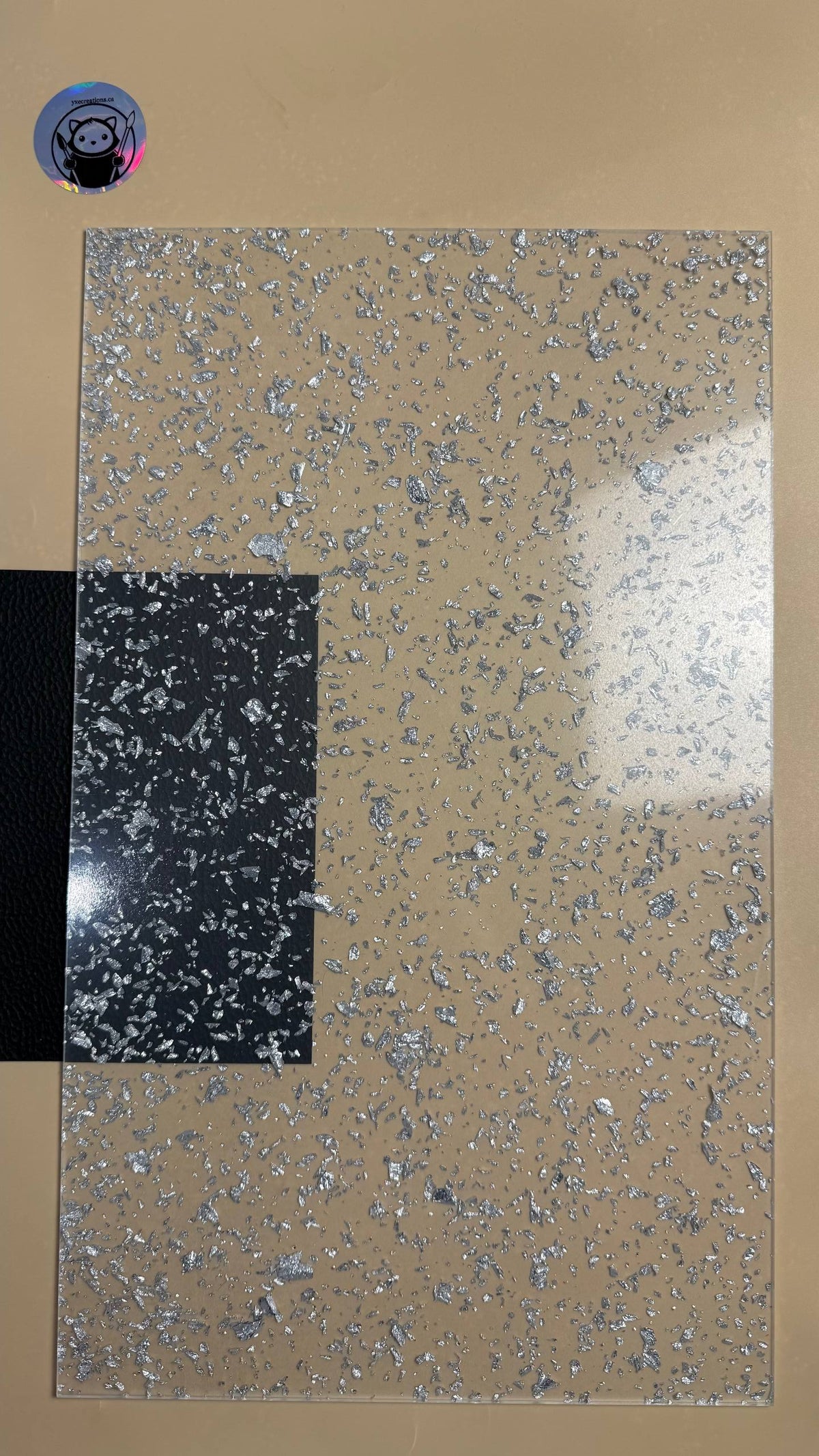 Clear Acrylic Sheet - Silver Foil Flakes